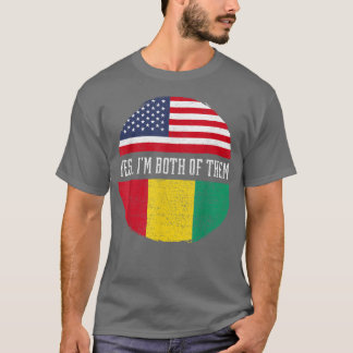 Half Amerikaans Half Guinees USA Vlag Guinee Erfgo T-shirt