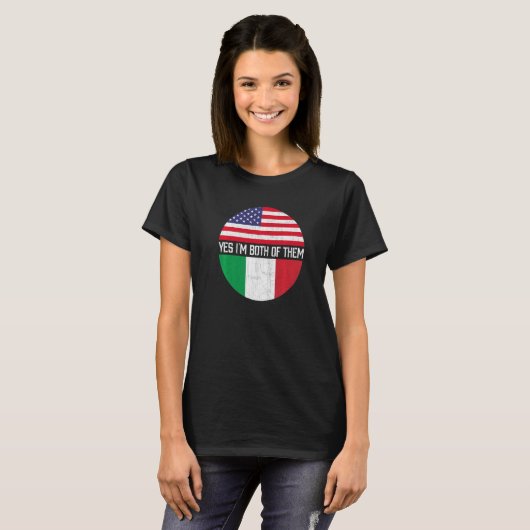 Half Amerikaans Half Italiaans Amerikaans Vlag Fam T-shirt (Voorkant volledig)