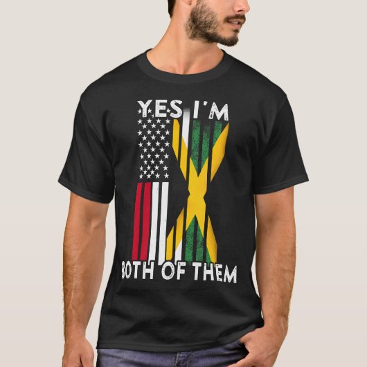Half-Amerikaans half-Jamaicaanse VS vlag Jamaica H T-shirt (Voorkant)