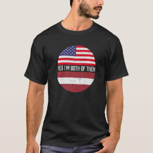 Half-Amerikaans half Lets VS vlag familie Erfgoed T-shirt