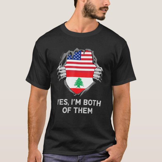 Half Amerikaans Half Libanees USA Libanon Vlag Man T-shirt (Voorkant)