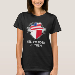 Half Amerikaans Half Maltees USA Malta Vlag Mannen T-shirt