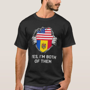 Half Amerikaans Half Moldavisch USA Moldavië Vlag T-shirt