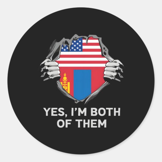 Half Amerikaans Half Mongools VS Mongolië Vlag S Ronde Sticker (Voorkant)