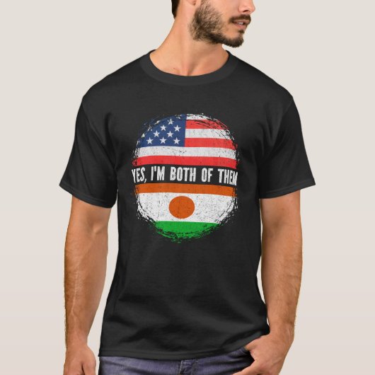 Half-Amerikaans half Nigeriaans Vlag Nigeria T-shirt (Voorkant)