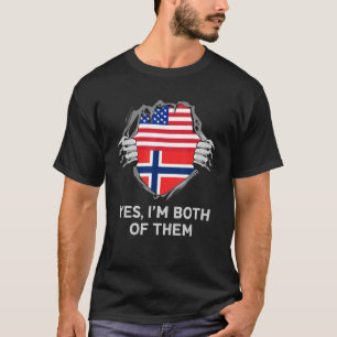 Half Amerikaans Half Noors VS Noorwegen Vlag Manne T-shirt