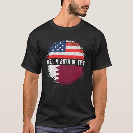 Half-Amerikaans half-Qatari Verenigde Staten van d T-shirt (Voorkant)