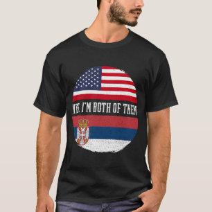 Half-Amerikaans half-Servisch Vlag Servië Heritag T-shirt