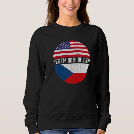 Half Amerikaans Half Tsjechisch Republiek VS Vlag Trui (Voorkant)