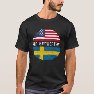 Half Amerikaans Half Zweeds Vlag Zweden Erfgoed T-shirt