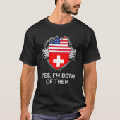 Half Amerikaans Half Zwitsers VS Zwitserland Vlag  T-shirt (Voorkant)