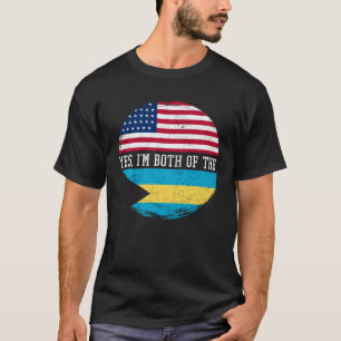 Half-Amerikaans Halfbahamiaans Vlag Bahamas Herit T-shirt
