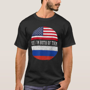 Half-Amerikaans halfRussisch Vlag Rusland Heritag T-shirt