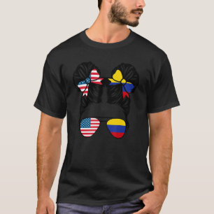 Half-Amerikaans meisje met een half Colombiaans me T-shirt