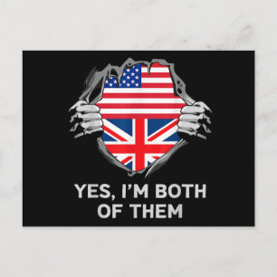 Half Amerikaanse Half Britse USA Engeland Vlag Her Briefkaart