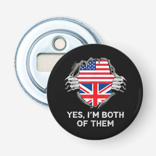 Half Amerikaanse Half Britse USA Engeland Vlag Her Button Flesopener