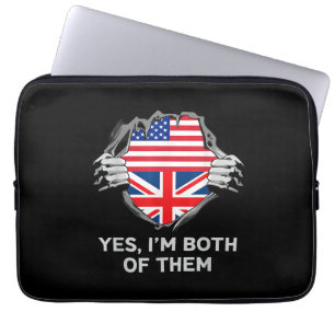 Half Amerikaanse Half Britse USA Engeland Vlag Her Laptop Sleeve