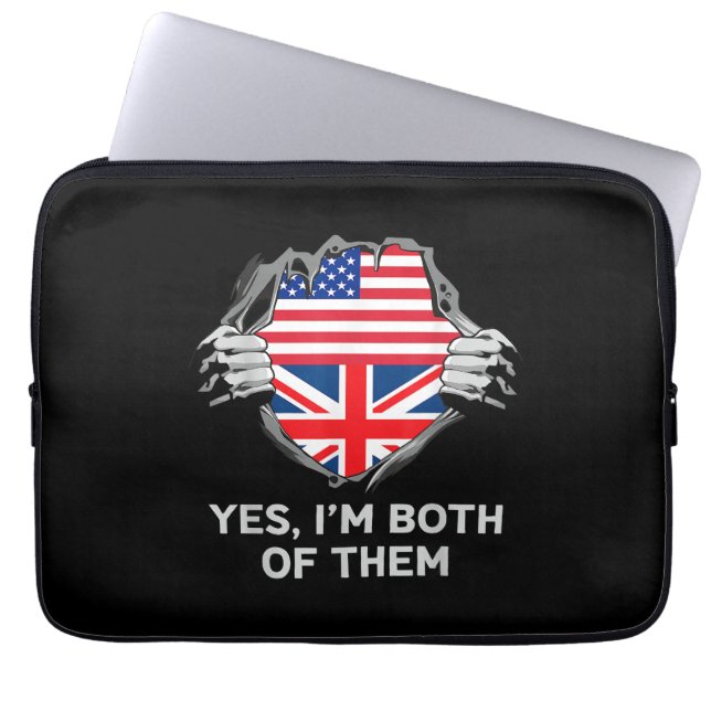 Half Amerikaanse Half Britse USA Engeland Vlag Her Laptop Sleeve (Voorkant)