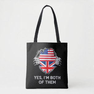 Half Amerikaanse Half Britse USA Engeland Vlag Her Tote Bag
