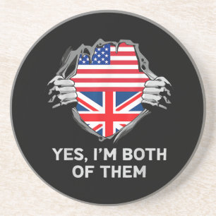 Half Amerikaanse Half Britse USA Engeland Vlag Her Zandsteen Onderzetter