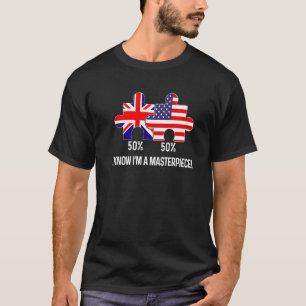 Half Amerikaanse Half Britse Vlag Kaart Gecombinee T-shirt