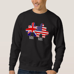 Half Amerikaanse Half Britse Vlag Kaart Gecombinee Trui