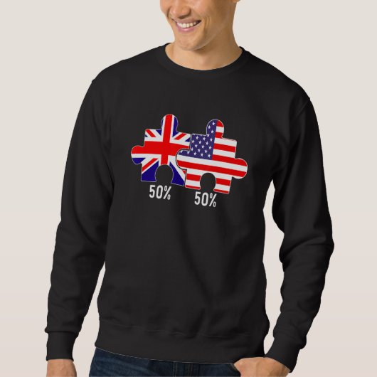 Half Amerikaanse Half Britse Vlag Kaart Gecombinee Trui (Voorkant)