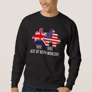 Half Amerikaanse Half Britse Vlag Kaart Gecombinee Trui