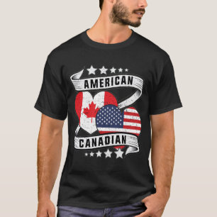 Half Amerikaanse half Canadese vlag T-shirt