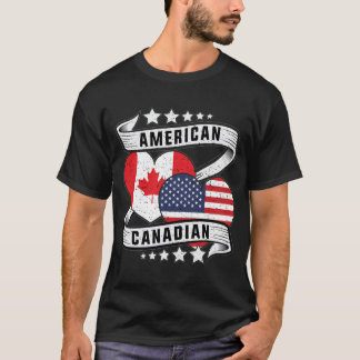 Half Amerikaanse half Canadese vlag T-shirt