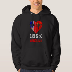 Half Amerikaanse Half Chinese Hart US China Vlag Hoodie