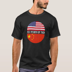 Half-Amerikaanse half-Chinese VS vlag familie erfg T-shirt