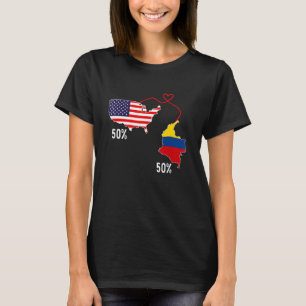 Half Amerikaanse Half Colombiaanse Vlag Gecombinee T-shirt
