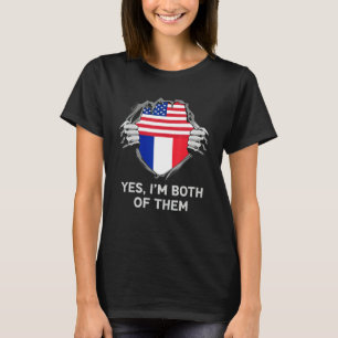 Half Amerikaanse Half Franse Vlag Heren Dames T-shirt