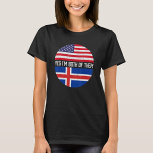 Half-Amerikaanse half-IJslandse VS vlag familie He T-shirt