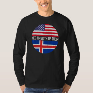 Half-Amerikaanse half-IJslandse VS vlag familie He T-shirt