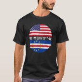 Half-Amerikaanse half Kaapverdië VS Vlag Familie H T-shirt (Voorkant)