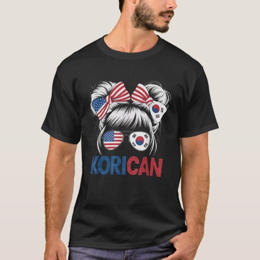 Half Amerikaanse half Koreaanse VS vlag Zuid-Korea T-shirt (Voorkant)
