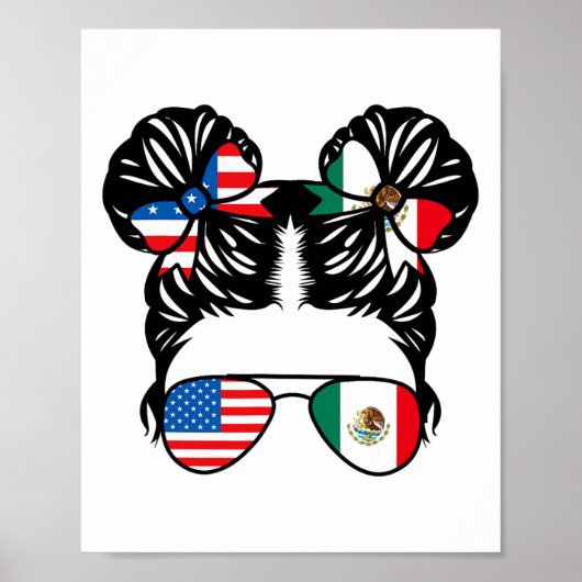 Half Amerikaanse Half Mexicaanse Meisje Usa Mexico Poster (Voorkant)