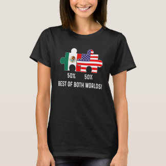 Half Amerikaanse Half Mexicaanse Vlag Gecombineerd T-shirt