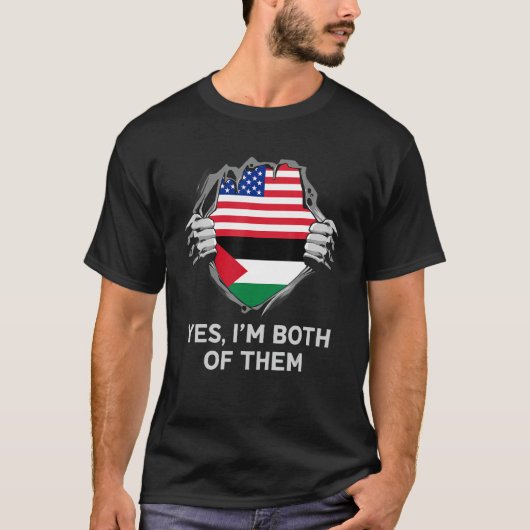 Half-Amerikaanse Half-Palestijnse VS Palestina Vla T-shirt (Voorkant)