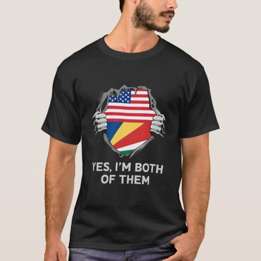 Half-Amerikaanse half-Seychellen VS Seychellen vla T-shirt (Voorkant)