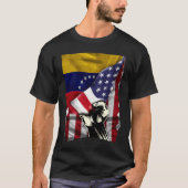 Half-Amerikaanse Half-Venezolaanse ROOTS USA Flag  T-shirt (Voorkant)