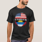 Half-Amerikaanse Halve Antiguan Barbudan VS vlag T-shirt (Voorkant)