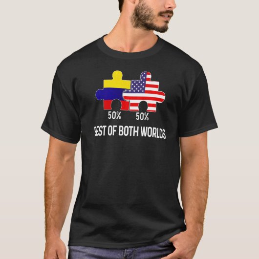 Half-Amerikaanse halve Colombiaanse vlag - gecombi T-shirt (Voorkant)