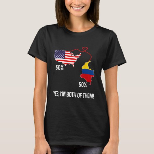 Half-Amerikaanse halve Colombiaanse vlag - gecombi T-shirt (Voorkant)