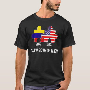 Half-Amerikaanse halve Colombiaanse vlag - gecombi T-shirt