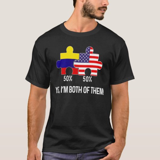 Half-Amerikaanse halve Colombiaanse vlag - gecombi T-shirt (Voorkant)