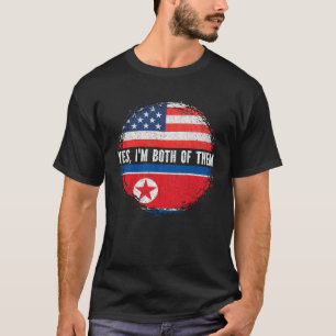 Half-Amerikaanse halve Noord-Koreaanse vlag T-shirt