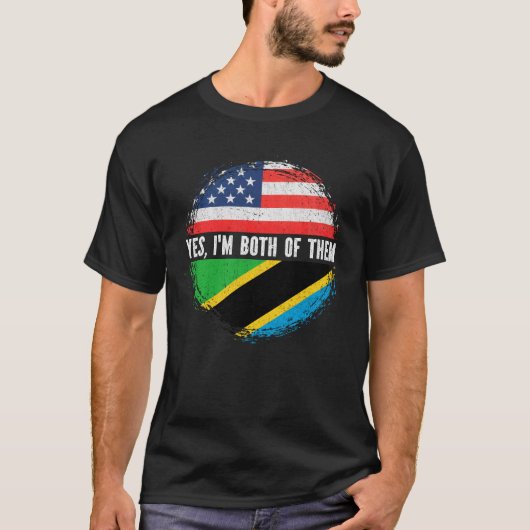 Half-Amerikaanse halve Tanzaniaanse vlag Tanzania T-shirt (Voorkant)